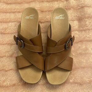 Dansko Women's Amy Slide Sandal, Tan Burnished Calf, Size 41 (US 10.5-11)